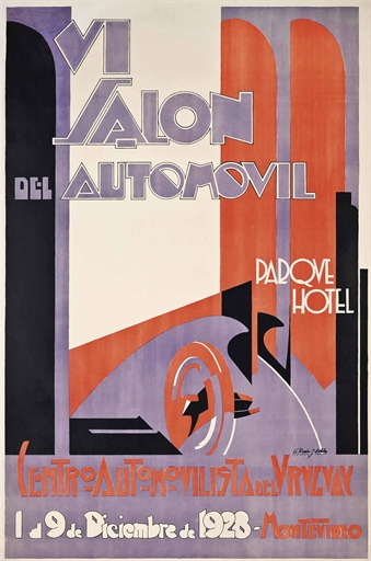 A. Pombo & J.L. Dales 
VI SALON DEL AUTOMOVIL, MONTEVIDEO 
lithograph in colours, 1928, condition B;