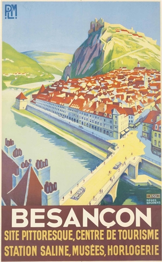 Roger Broders (1883-1953) 
BESANÇON 
lithograph in colours, c.1930, printed by Lucien Serre &