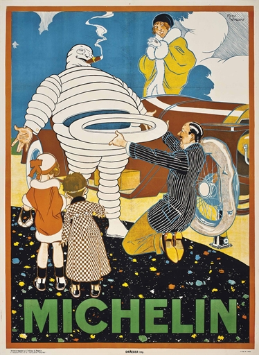 René Vincent (1879-1936) 
MICHELIN 
lithograph in colours, c.1925, printed by Draeger, condition B+;