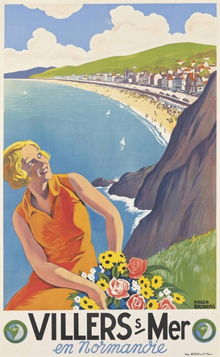 Roger Broders (1883-1953) 
VILLERS SUR MER 
lithograph in colours, c.1930, printed by Bedos &