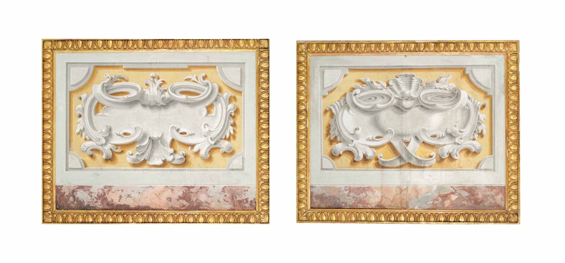 A PAIR OF BAROQUE TROMP L'OEIL CANVAS PANELS 
PROBABLY ITALIAN, EARLY 18TH CENTURY 
Each painted