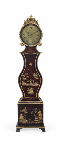 A NORTH EUROPEAN JAPANNED EIGHT-DAY STRIKING LONGCASE CLOCK 
19TH CENTURY 
CASE: the later-decorated