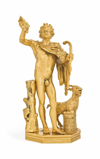 A FRENCH ORMOLU GROUP OF BACCHUS AND A GOAT 
LATE 19TH CENTURY 
14½ in. (37 cm.) high 	 (2)
View