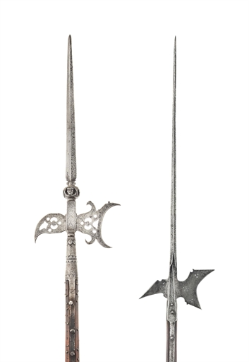 TWO HALBERDS 
THE FIRST ITALIAN, 17TH CENTURY, THE SECOND GERMAN, 16TH CENTURY
The first with