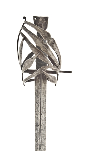 A VENETIAN SCHIAVONA 
17TH CENTURY 
With flat double-edged blade with a short fuller on each side