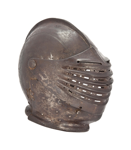 AN ARMET 
POSSIBLY ITALIAN, MID-16TH CENTURY 
With one-piece skull with low roped comb and incised