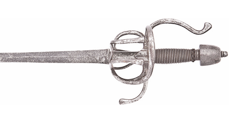 A MILITARY RAPIER 
GERMAN, CIRCA 1630 
With tapering blade of diamond section, ricasso of