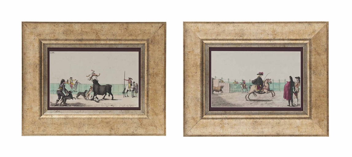 TWELVE HAND-COLOURED ENGRAVINGS OF SPANISH BULL-FIGHTING 
LATE 18TH CENTURY, AFTER ANTONIO CARNICERO