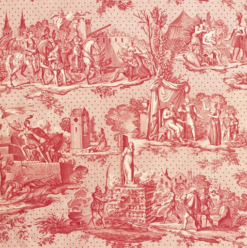 A LARGE BOLT OF TOILE DE NANTES 
FRENCH, EARLY 19TH CENTURY 
Printed in madder on cream, depicting