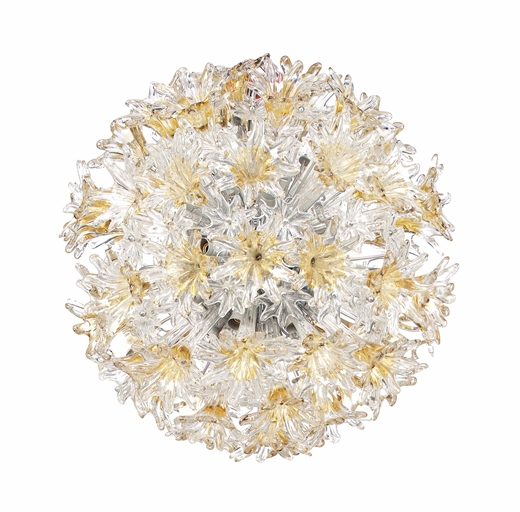 AN ITALIAN GLASS HANGING LIGHT 
THIRD QUARTER 20TH CENTURY, ATTRIBUTED TO VENINI 
Of spherical form,