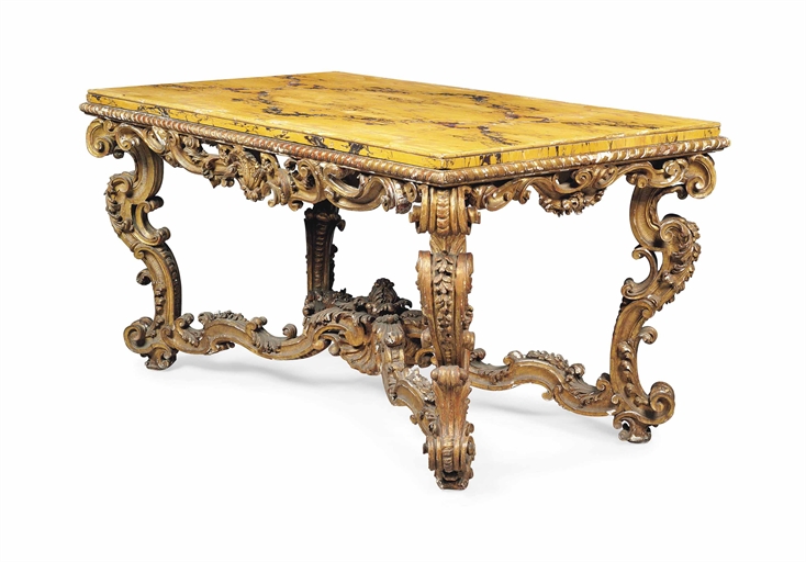 A NORTH ITALIAN GILTWOOD CENTRE TABLE 
POSSIBLY PIEDMONTESE, 19TH CENTURY 
The later veneered