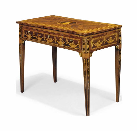 AN ITALIAN ROSEWOOD, WALNUT AND FRUITWOOD MARQUETRY SIDE-TABLE 
CIRCA 1800, ADAPTED 
The rectangular