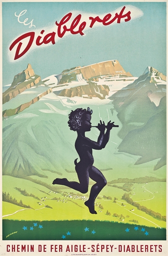 Martin Peikert (1901-1975) 
LES DIABLERETS 
lithograph in colours, printed by Klausfelder S.A.,