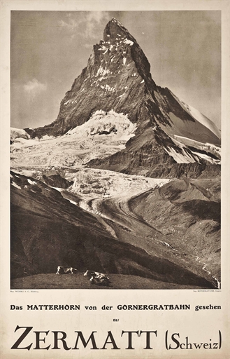 Wehrli (photo) 
ZERMATT 
offset lithograph in colours, c.1927, printed by Rotogravure, Genève,