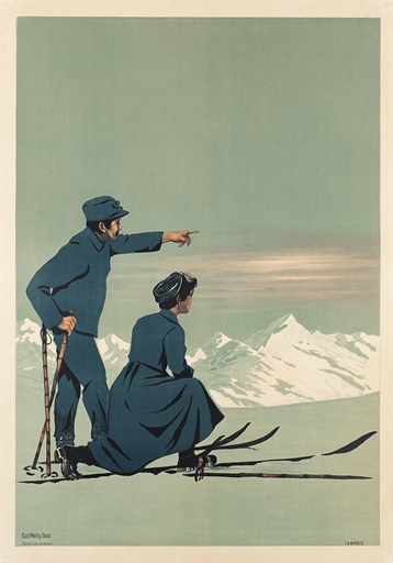 Gustav Walty 
DAVOS 
lithograph in colours, c.1910, condition A-; backed on linen 
39½ x 27½in. (100