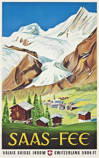 Anonymous 
SAAS-FEE 
lithograph in colours, printed by Brügger A.G., Meiringen, condition A; not