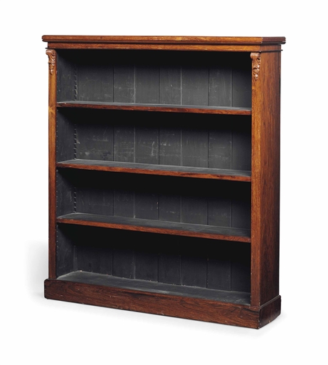 A LATE VICTORIAN ROSEWOOD OPEN BOOKCASE 
LATE 19TH CENTURY 
With three adjustable shelves, flanked