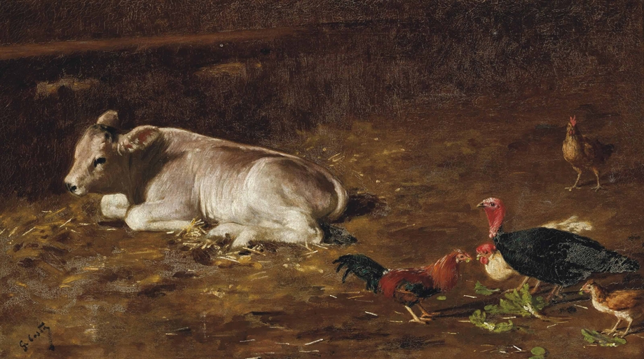 G. Costa (Italian, early 20th century) 
Farmyard friends 
signed 'G. Costa' (lower left) 
oil on