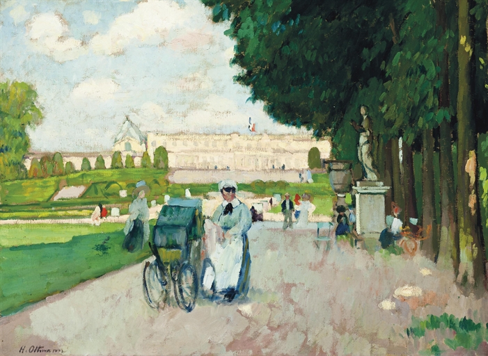 Henri Ottmann (1877-1927) 
Promenade au Jardin du Luxembourg 
signed 'H.Ottmann' (lower left) 
oil