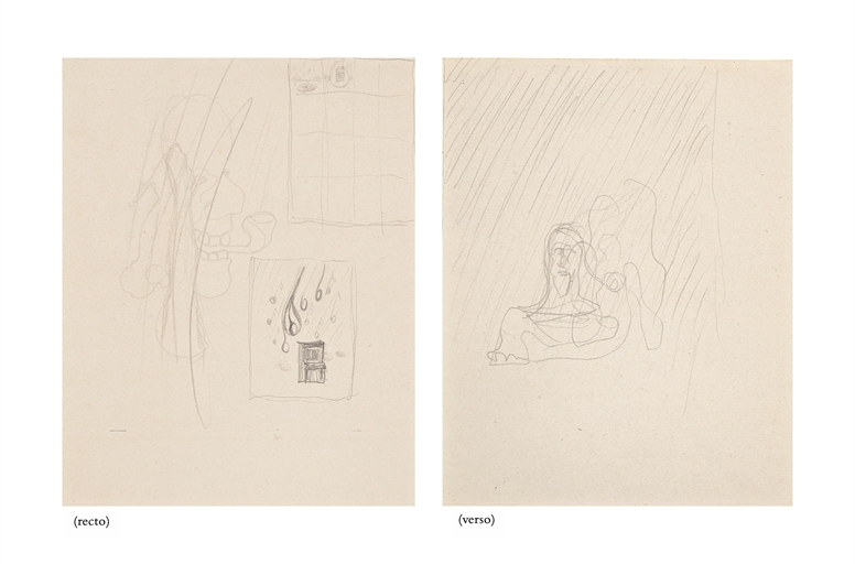 René Magritte (1898-1967) 
Sketch for Croquer les idées (recto/verso) 
pencil on paper 
8¼ x 6½