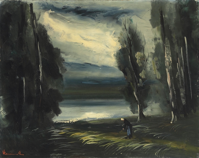 Maurice de Vlaminck (1876-1958) 
Paysage avec un personnage 
signed 'Vlaminck' (lower left) 
oil