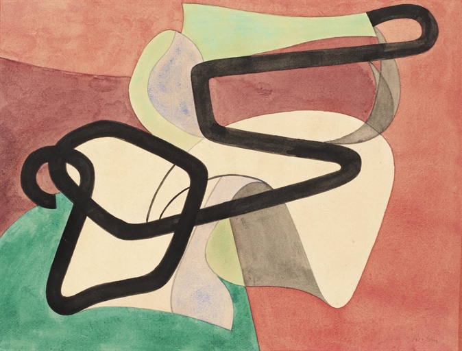Auguste Herbin (1882-1960) 
Composition abstraite 
signed 'herbin' (lower right) 
watercolour,