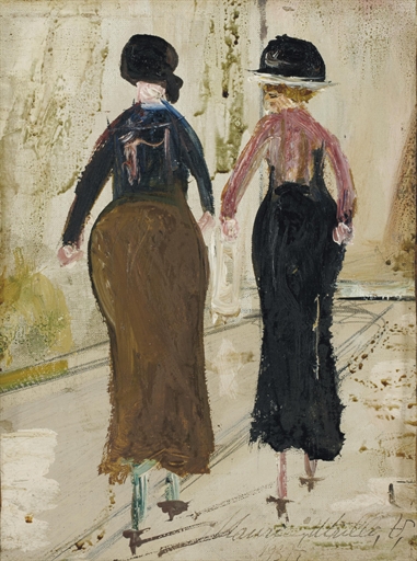 Maurice Utrillo (1883-1955) 
Deux femmes de dos 
signed and dated 'Maurice.Utrillo.V. 1937.' (