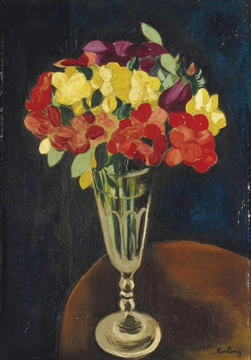 Moïse Kisling (1891-1953) 
Fleurs 
signed 'Kisling' (lower right) 
oil on canvas 
21 7/8 x 15 3/8