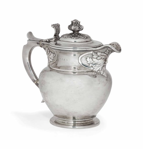 A GEORGE IV SCOTTISH HOT-WATER JUG 
MARK OF JAMES MCKAY, EDINBURGH, 1829 
Of squat bulbous form,