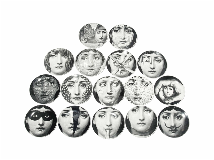 A SET OF SIXTEEN PIERO FORNASETTI (1913-1988) 'THEMA E VARIAZIONI' CERAMIC PLATES
CIRCA 1950s