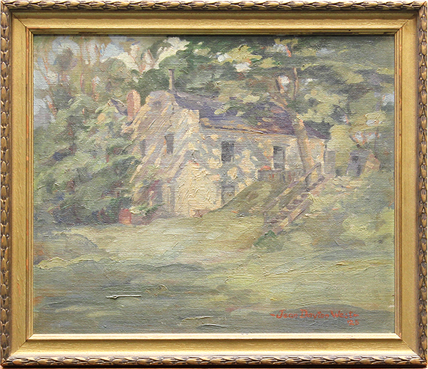 Painting, Jean Dayton WestJean Dayton West (American, b.1895), Country House Under the Trees, oil on