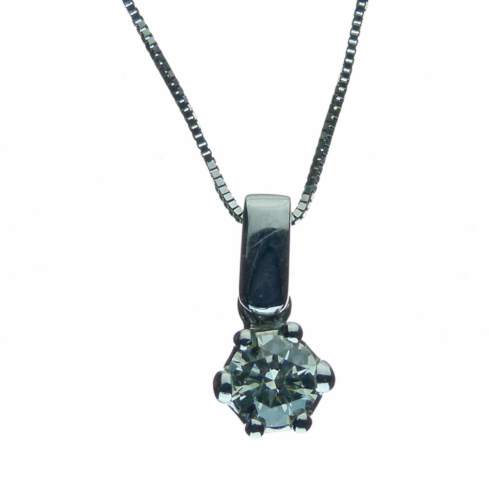 Single stone diamond pendant, the brilliant cut of approximately 0.4 carats, claw set in 18ct