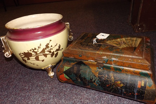 CHINESE STYLE TIN BOX & PLANTER