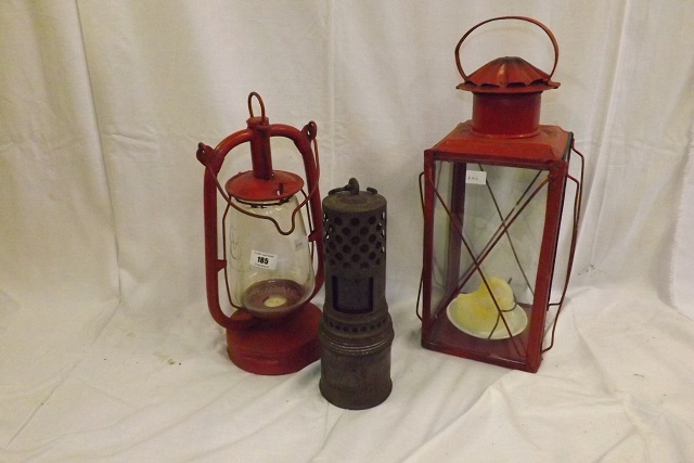 STORM LANTERNS TWO RED PAINT & OTHER