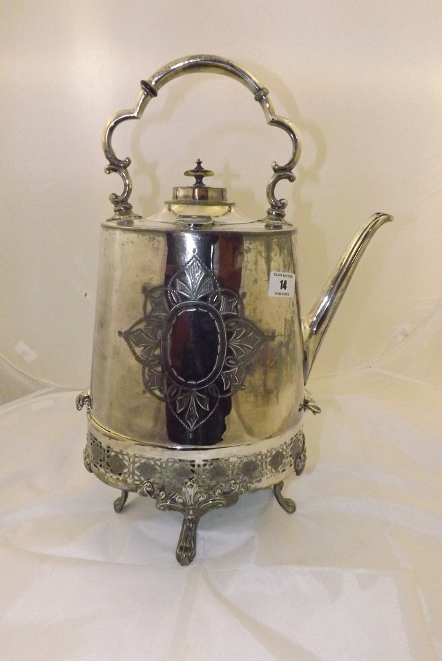 LARGE PLATED SPIRIT KETTLE