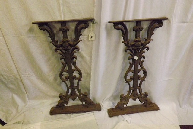 ORNATE CAST IRON TABLE ENDS