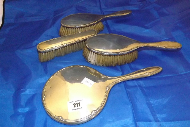 SILVER VANITY SET BIRMINGHAM 1921-1922 & SIMILAR MIRROR BIRMINGHAM 1919-1920