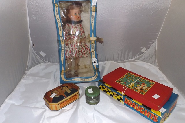 1960s BOXED DOLL,GAMES & SILVER 3d PIECES