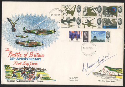 FIRST DAY COVERS & PRESENTATION PACKS 1965 Battle of Britain phosphor illustrated FDC, Biggin Hill
