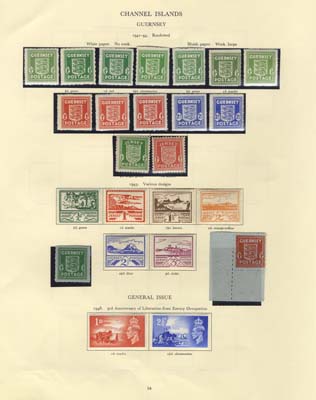KGVI COLLECTION Channel Islands CHANNEL ISLANDS complete incl. Guernsey Arms shades, banknote