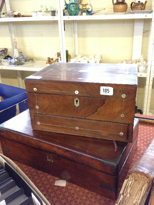 A mahogany writing slope together with a jewellery box (both af).