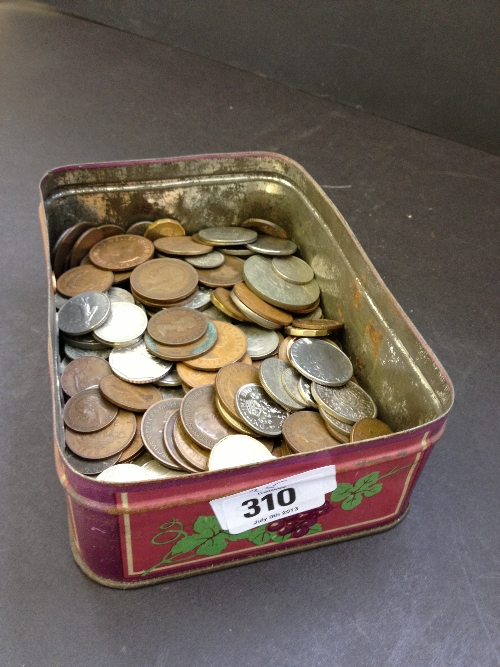 A tin of coins.