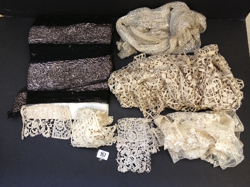 A box containing an interesting collection of early lace items.