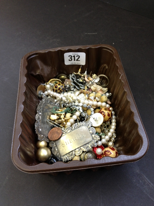 A carton of costume jewellery.