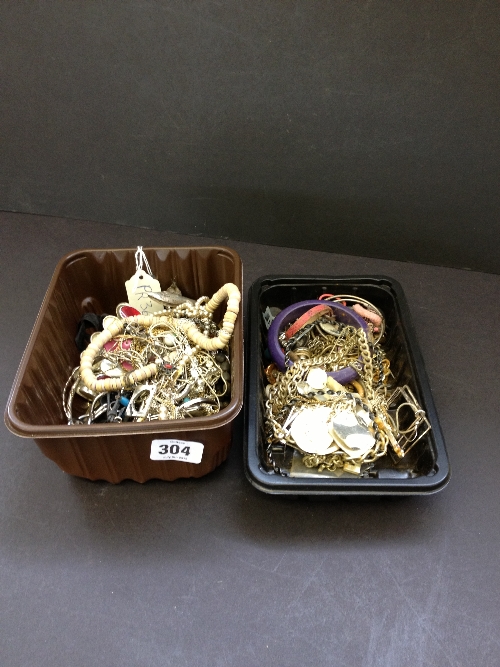 Two cartons of costume jewellery.