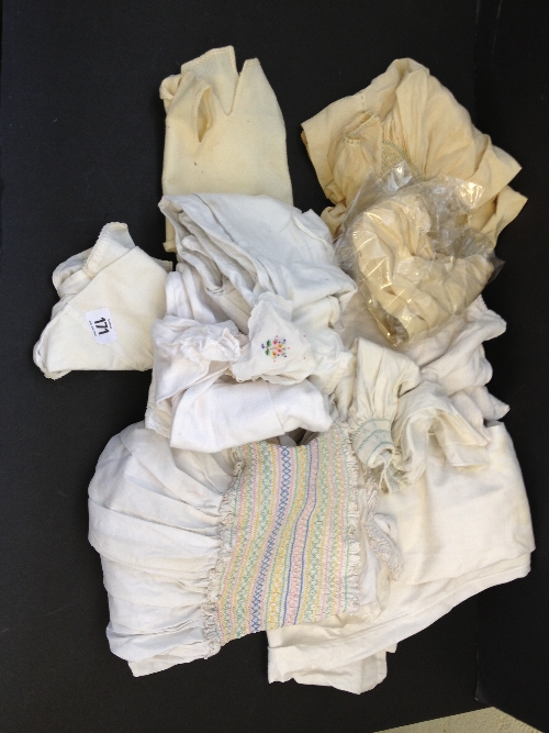 A box of vintage linen costume.