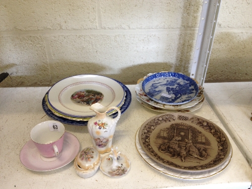 Various 19th century and later china plates and other items.