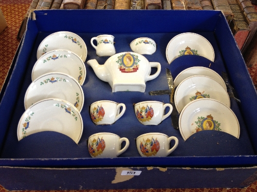 A 1953 doll`s china Coronation teaset by Corona in original cardboard box.