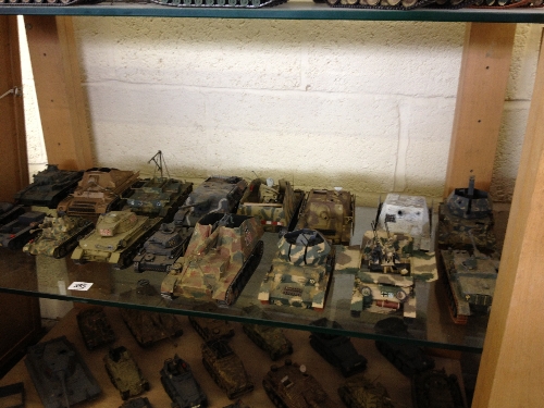 Seventeen various hand painted and fine quality plastic kit built models of WWII tanks including