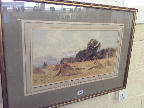 William Gosling:a 19th century framed and glazed watercolour; Harvesting Near Shiplake on Thames (